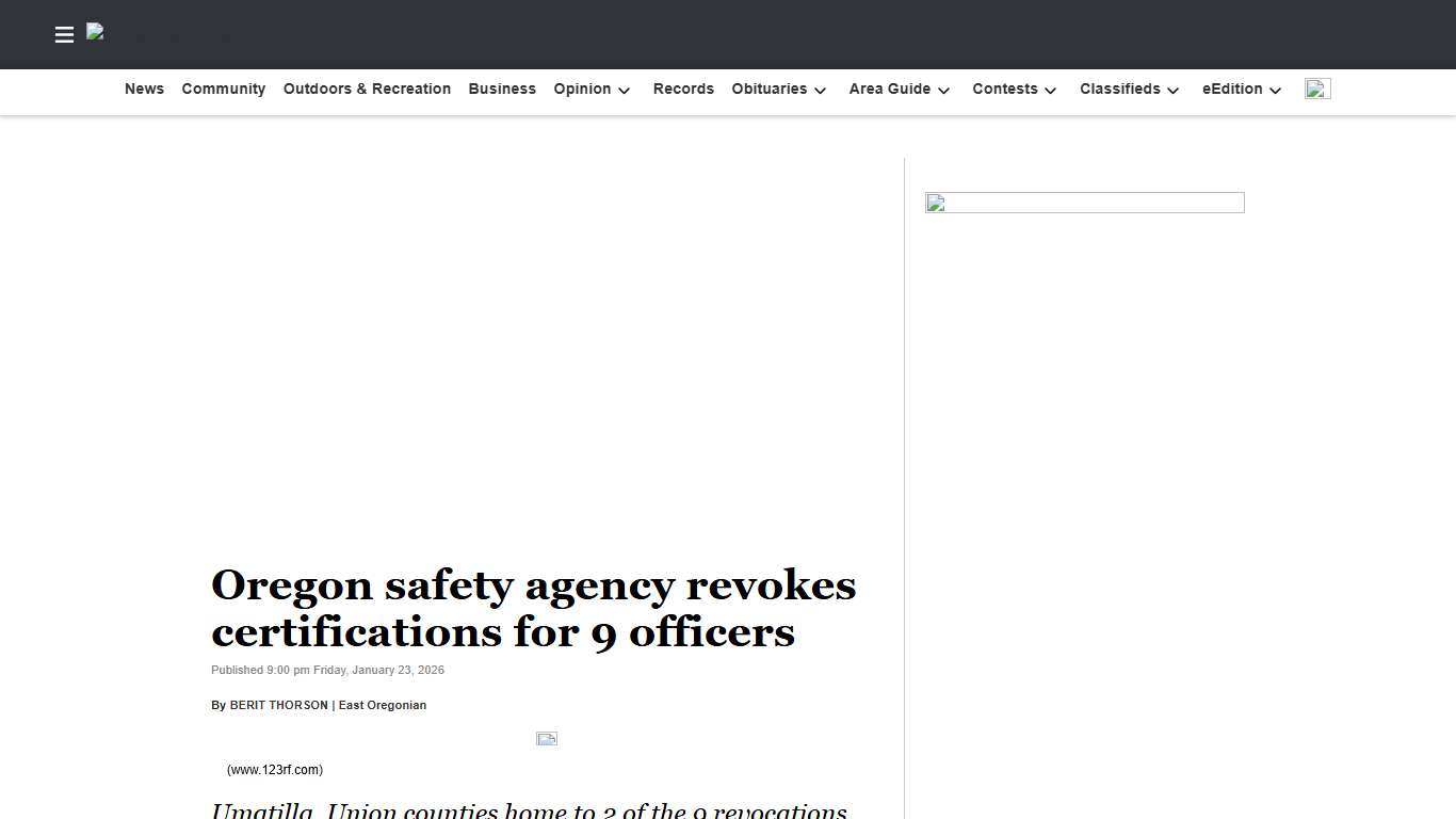 Oregon safety agency revokes certifications for 9 officers Hermiston Herald